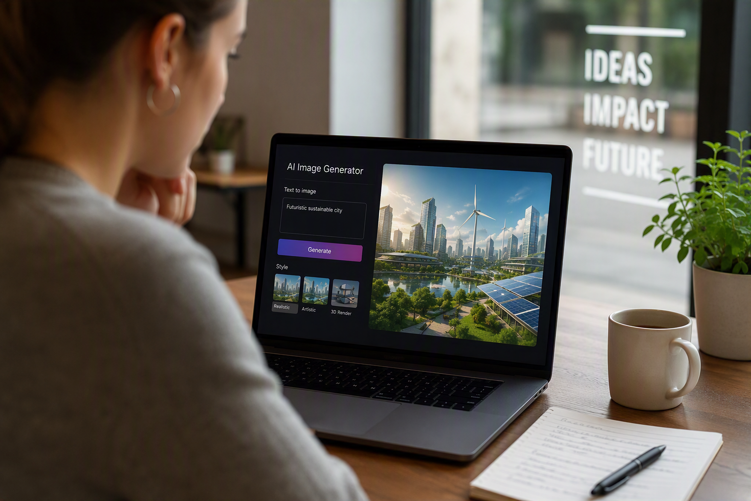 De afbeelding toont het genereren van beelden met een AI-tool